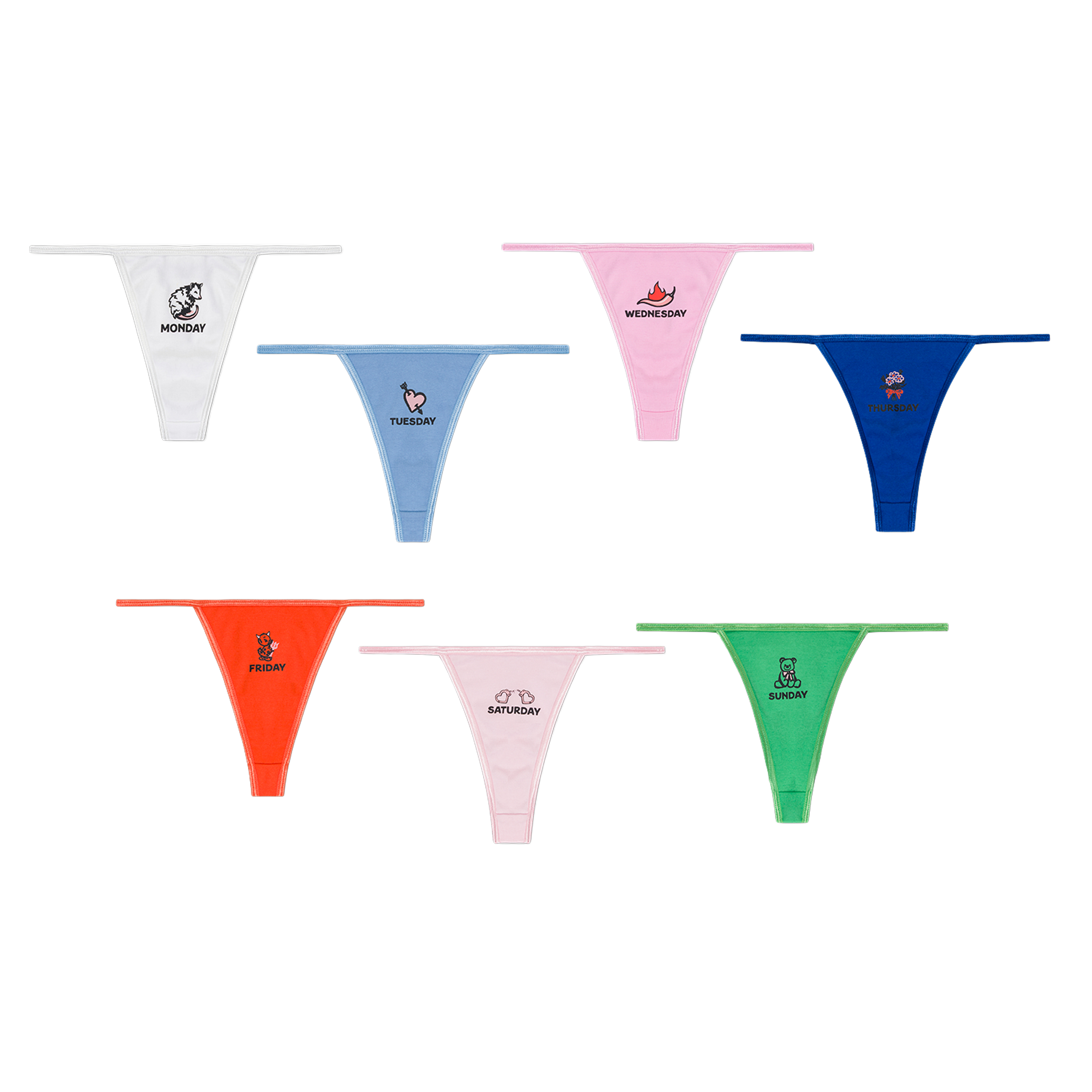 DAYS OF THE WEEK THONG SET