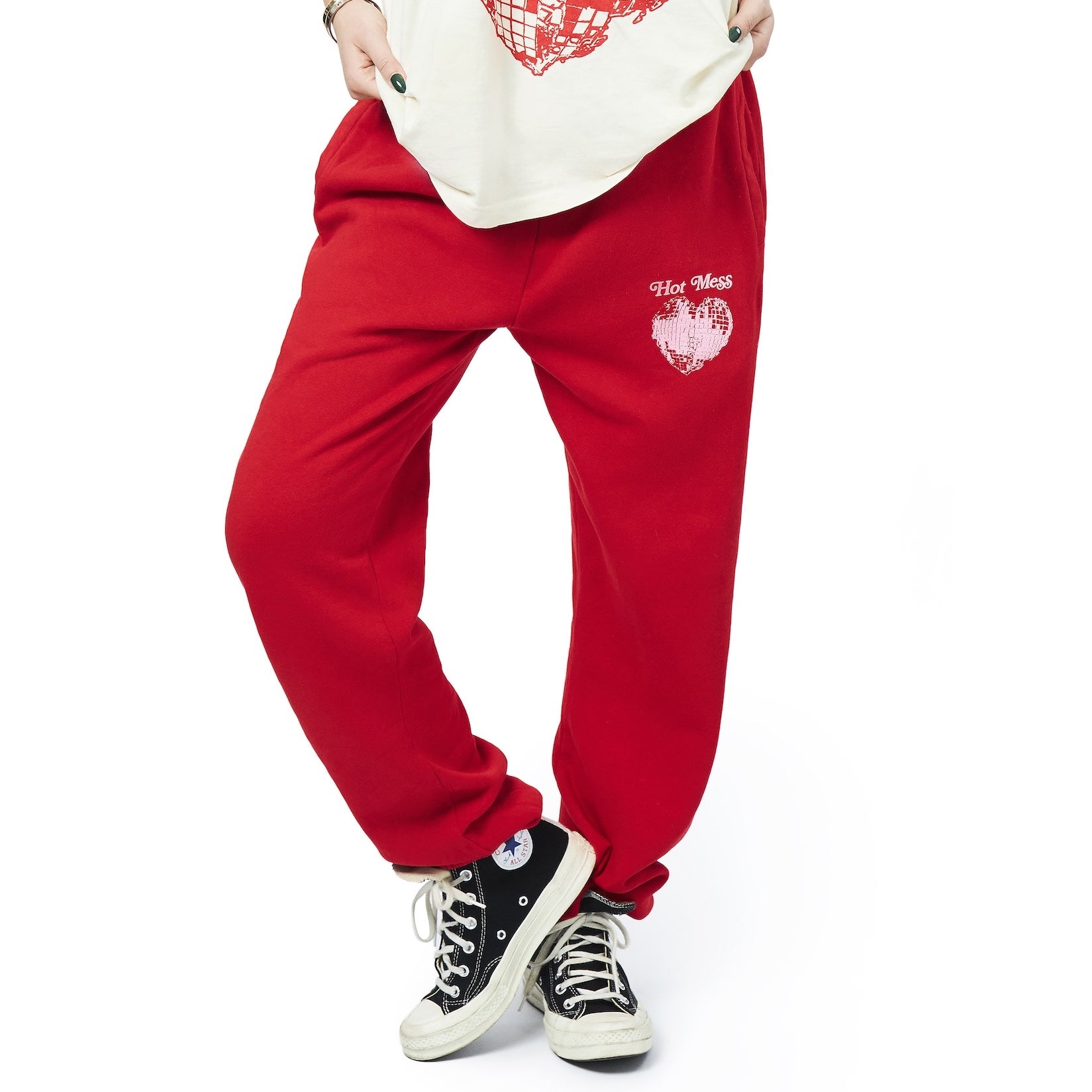 HOT MESS, IT'S A LIFESTYLE SWEATPANTS (RED)